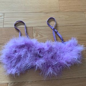 Dolls Kill Sugar Thrillz Rave Purple Feather crop top size S